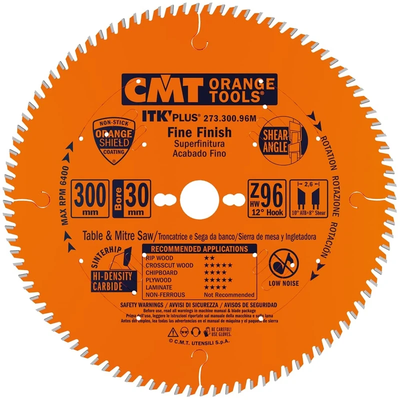 CMT 273.300.96M ITK Plus FINE Finish Saw Blade HW 300X2.6X30 Z=96 ATB