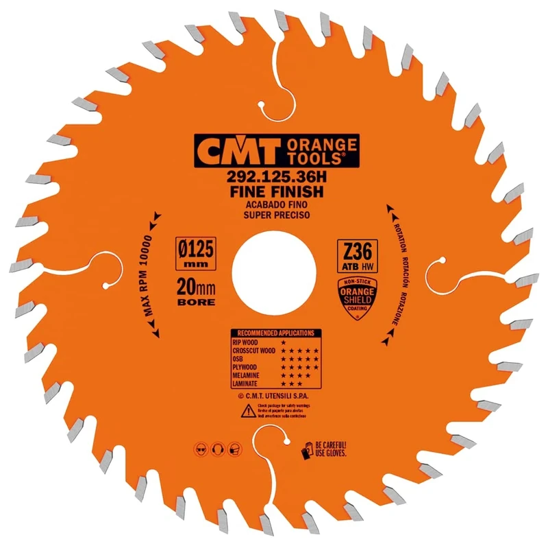 CMT Orange Tools 292.125.36h – Precision Circular Saw Blade for Cutting 125 x 2.4 x 20 Teeth 36 ATB