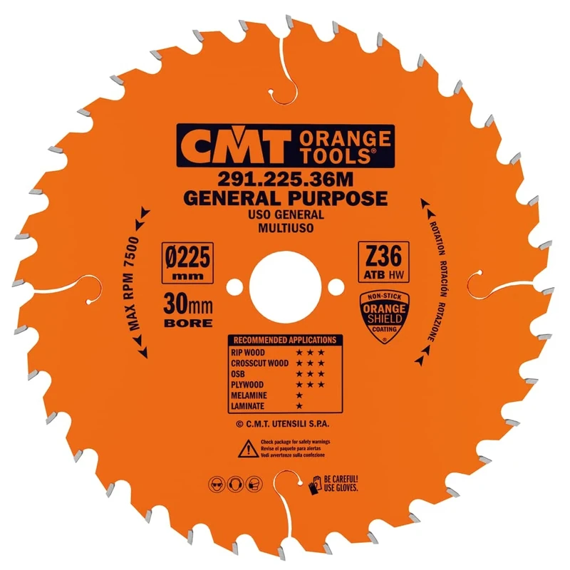 CMT Orange Tools 291,225.36M - Crosscut Saw Blade for Portable Machines 225X2.8X30 Z=36 15