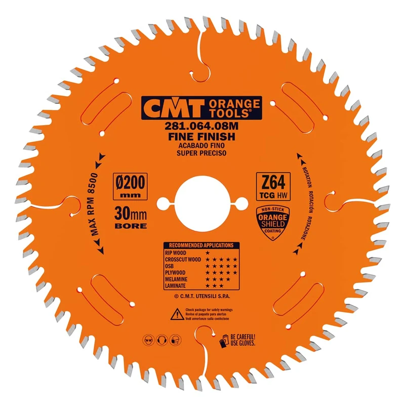CMT 281.064.08M - Laminate-Chipboard Saw Blade200X3.2X30 Z64 10Hwg