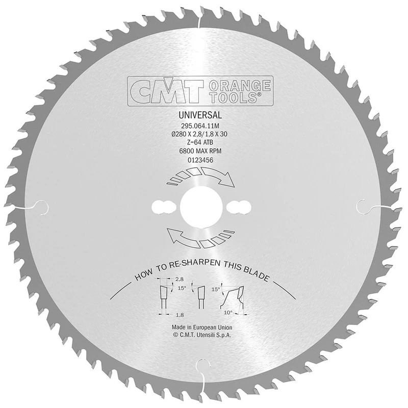 CMT Orange Tools 295.064.11 M – Finishing Saw Blade 280X2.8X30 Z64 15Atb