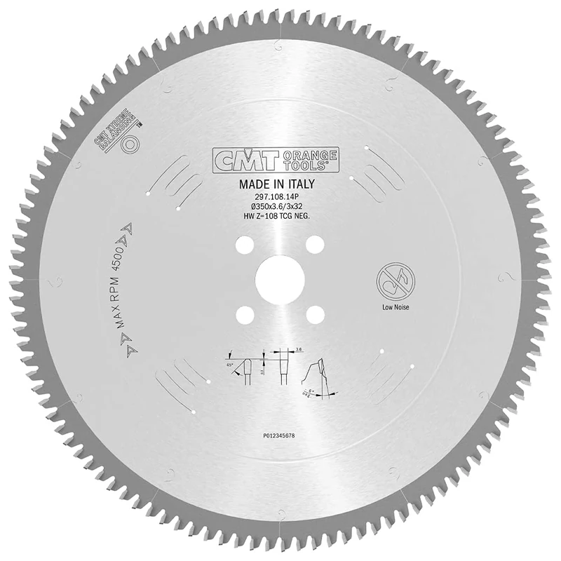 CMT 297.108.14p – Non-Metal/Laminate Saw Blade 350X3.2/2.5X32 Z108 Hw TCG Neg