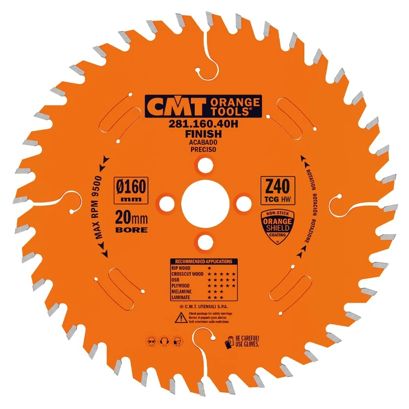 CMT Orange Tools 281.160.40H - Trapezoidaltooth Saw Blade 160X2.2/1.6X20+4 Z40 Hwg