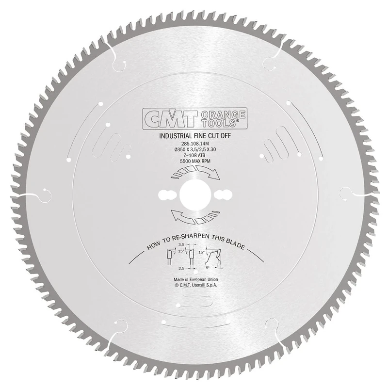 CMT Orange Tools 285,108.14M - Fine Finishing Saw Blade 350X3.5/2.5X30 Z108 15Atb