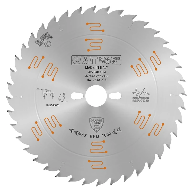 CMT Orange Tools 285.640.10 M – Saw Blade Hw 250X3.2/2.2X30 Z40 15Atb (Chrome)
