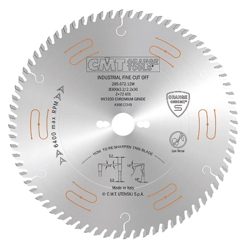 CMT 285.672.12M - Saw Blade Hw 300X3.2/2.2X30 Z72 10Atb (Chrome)