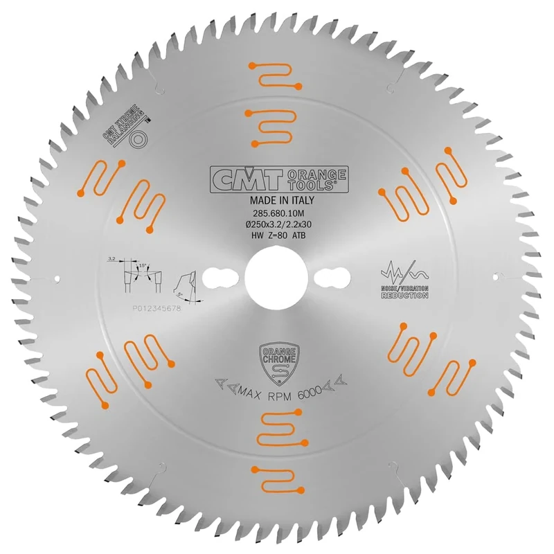 CMT Orange Tools 285.680.10M – Saw Blade Hw 250X3.2/2.2X30 Z80 5Atb (Chrome)