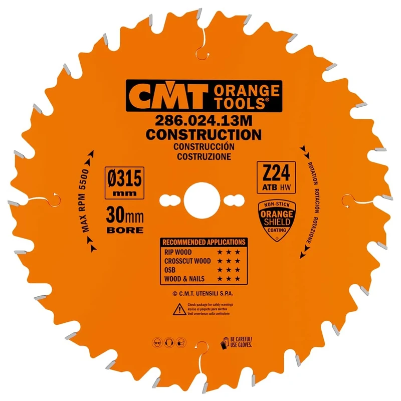 CMT Orange Tools 286.024.13M – Saw Blade for Building 315X3.2X30 Z=24 5'ATB