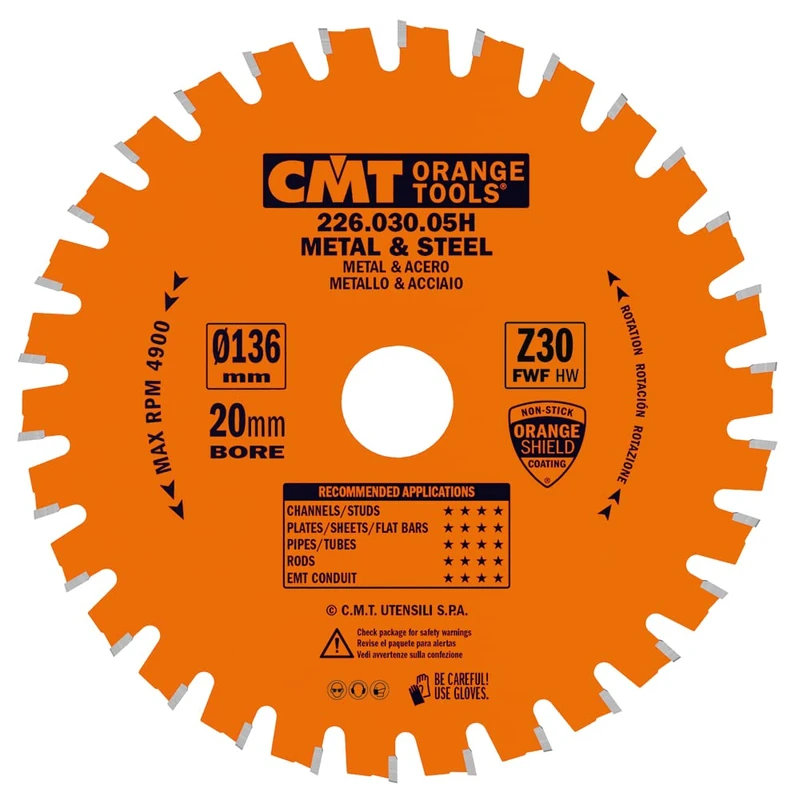 CMT Orange Tools 226.030.05H - Dry Cut Blade 136.5X1.5/1.2X20 Z=30 Fwf