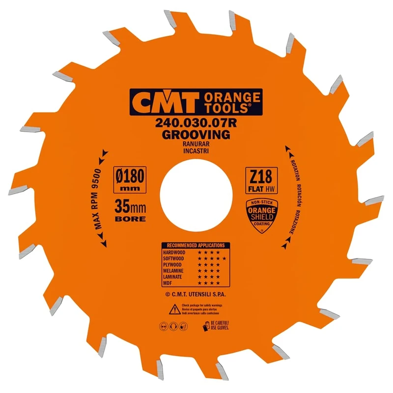 CMT 240.030.07R – Grooving Saw Blade D=180X3X35 Z=18 Flat