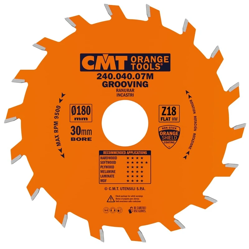 CMT Orange Tools 240.040.07M - Grooving Saw Blade D=180X4X30 Z=18 Flat