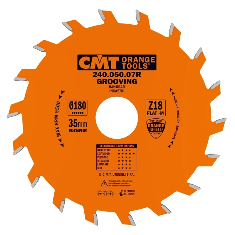 CMT Orange Tools 240.050.07R - Grooving Saw Blade D=180X5X35 Z=18 Flat