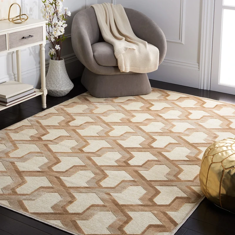 Safavieh Transitional Indoor Woven Rectangle Area Rug, Paradise Collection, PAR354, in Stone, 160 X 229 cm for Living Room, Bedroom or Any Indoor Space