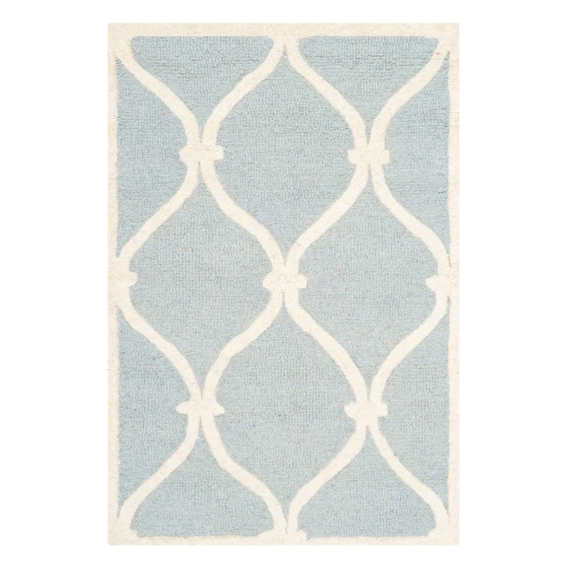 Safavieh Modern Indoor Hand Tufted Rectangle Area Rug, Cambridge Collection, CAM710, in Blue / Ivory, 122 X 183 cm for Living Room, Bedroom or Any Indoor Space