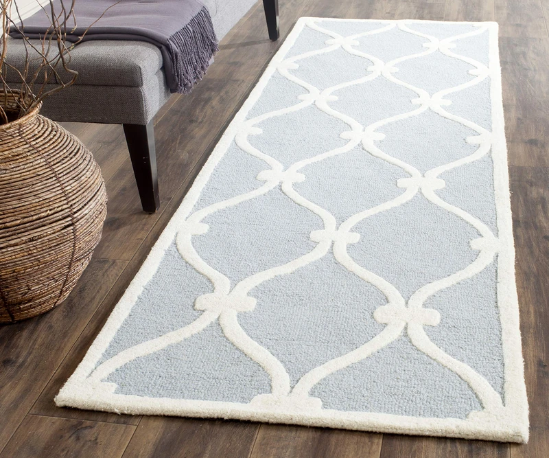 Safavieh Modern Indoor Hand Tufted Runner Area Rug, Cambridge Collection, CAM710, in Blue / Ivory, 76 X 244 cm for Living Room, Bedroom or Any Indoor Space - Image 1
