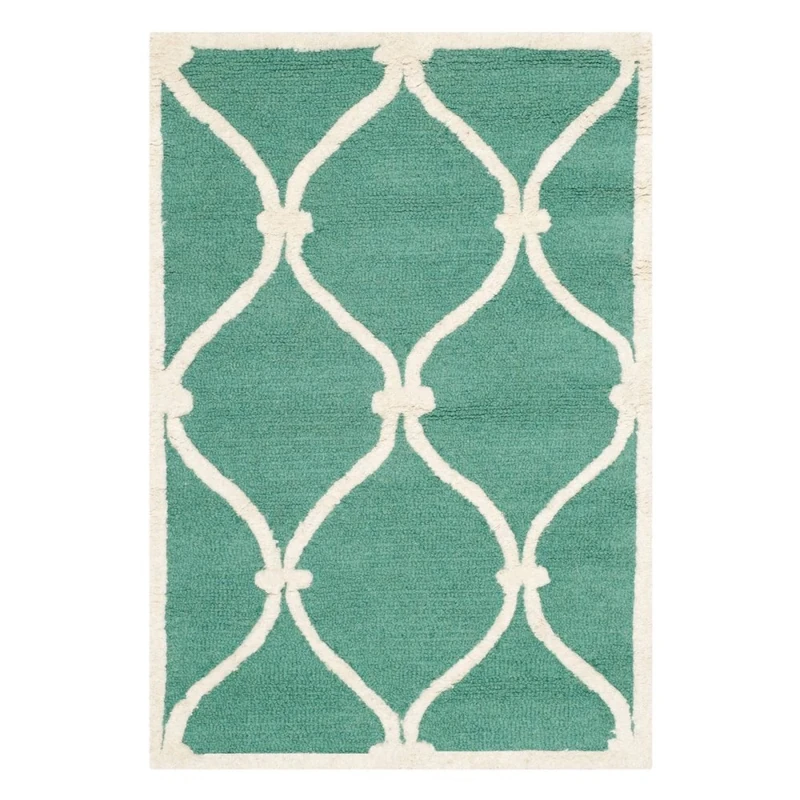 Safavieh Modern Indoor Hand Tufted Rectangle Area Rug, Cambridge Collection, CAM710, in Teal / Ivory, 91 X 152 cm for Living Room, Bedroom or Any Indoor Space