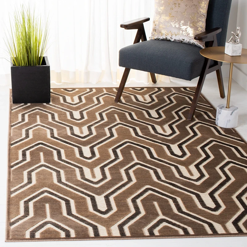 Safavieh Transitional Indoor Woven Rectangle Area Rug, Paradise Collection, PAR352, in Camel / Cream, 160 X 229 cm for Living Room, Bedroom or Any Indoor Space