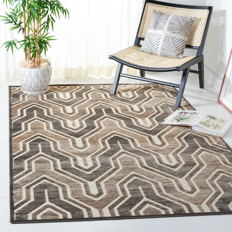 Safavieh Transitional Indoor Woven Rectangle Area Rug, Paradise Collection, PAR352, in Soft Anthracite / Cream, 160 X 229 cm for Living Room, Bedroom or Any Indoor Space