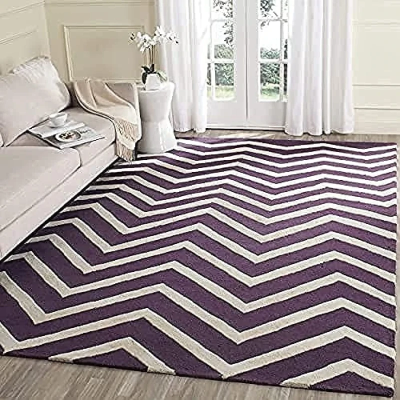 SAFAVIEH Contemporary Rug for Living Room, Dining Room, Bedroom - Cambridge Collection, Short Pile, in Purple and Ivory, 183 X 274 cm