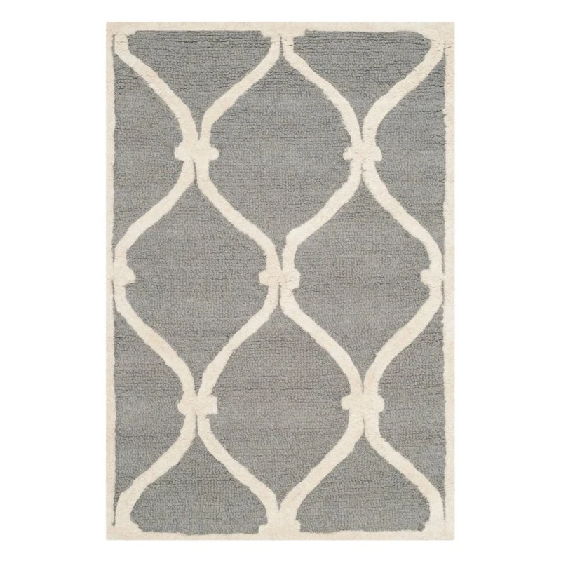 Safavieh Modern Indoor Hand Tufted Runner Area Rug, Cambridge Collection, CAM710, in Dark Grey / Ivory, 76 X 244 cm for Living Room, Bedroom or Any Indoor Space