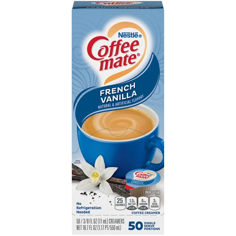 COFFEEMATE French Vanilla Creamer, 375oz, Pack of 50 - Image 1