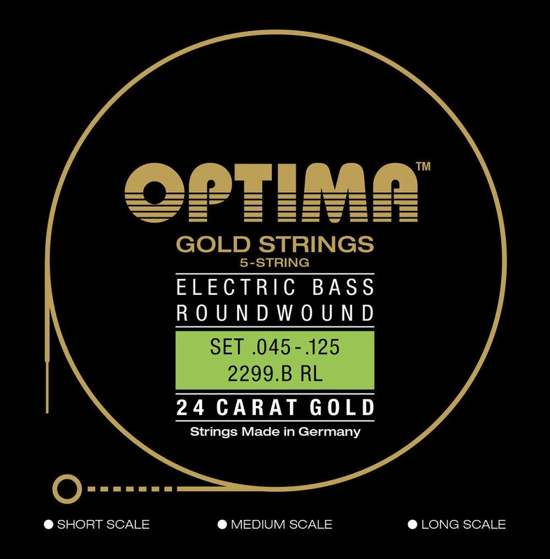 Optima Electric Bass Strings Gold Strings Round Wound Set 5-string reg-light 2299B