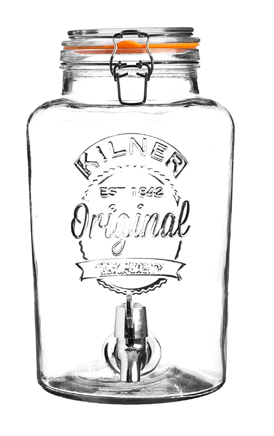Kilner 8 Litre Glass Storage Jar with Dispensing Tap Airtight Clip Top Design for Serving Beverages, Cocktails, and Infused Drinks Ideal for Parties & Buffets