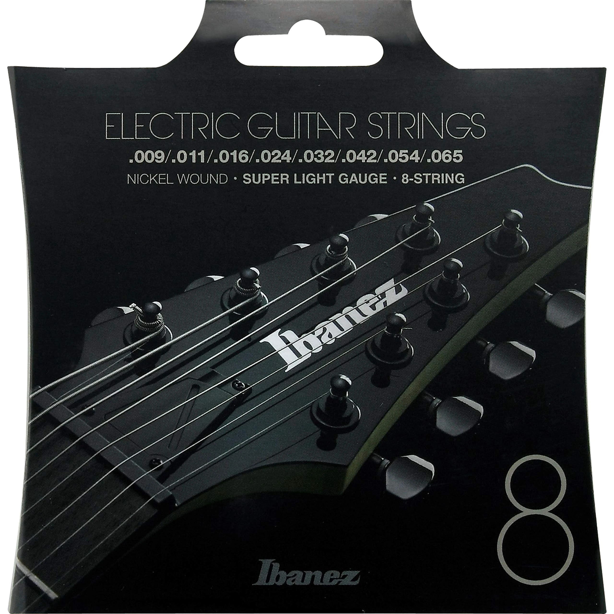Ibanez IEGS8 8-String Electric Guitars Strings - Super Light Gauge, silver