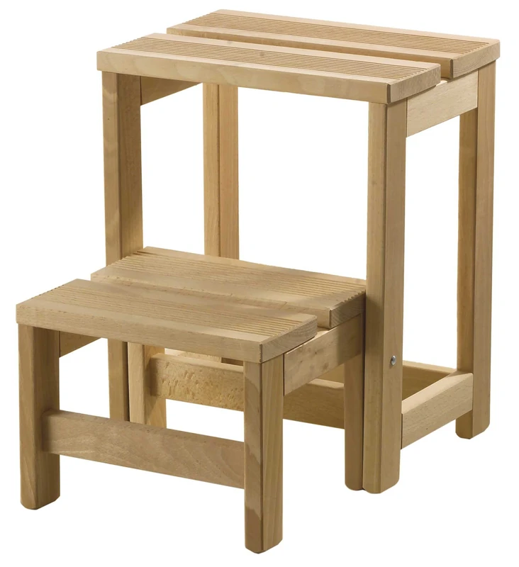 mueblear 11310, Stool Step Stool, Wood Without Varnish 32 x 42 x 40 cm
