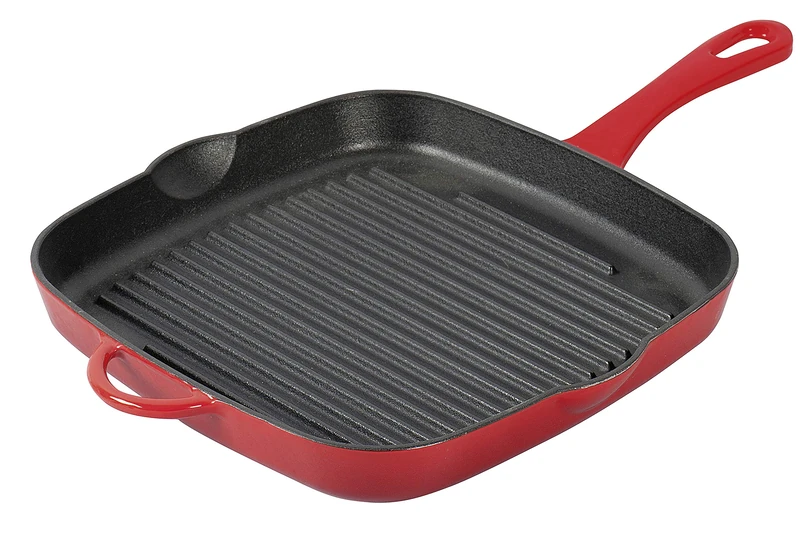 Küchenprofi Grill pan high in red, Cast Iron, 26 x 26 x 10 cm