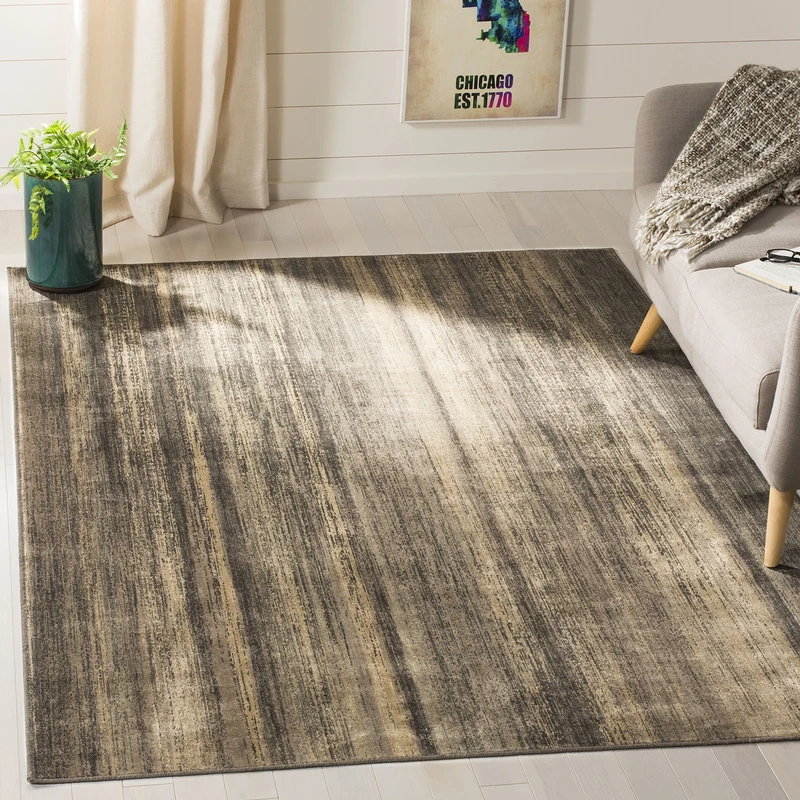 Safavieh Traditional Indoor Woven Rectangle Area Rug, Vintage Collection, VTG172, in Soft Anthracite, 160 X 229 cm for Living Room, Bedroom or Any Indoor Space