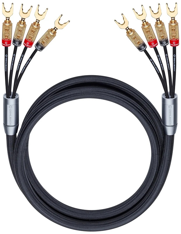 Oehlbach XXL Fusion Four 4 200 High-End Bi-Amping Speaker Cable Set with Cable Lug Connector Made in Germany 2 x 2 m Black