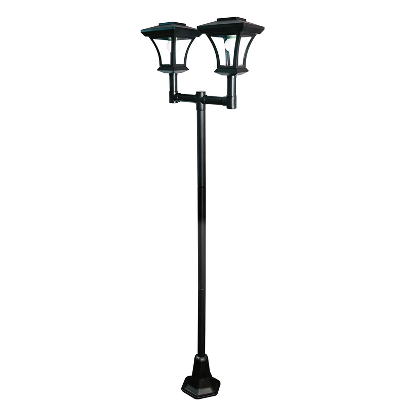 GardenKraft 19510 Twin Head Solar Powered Lamp Post Garden Light / 1.7m Tall/Outdoor Decorative Illumination / 12 Bright White LED Lights/Weatherproof