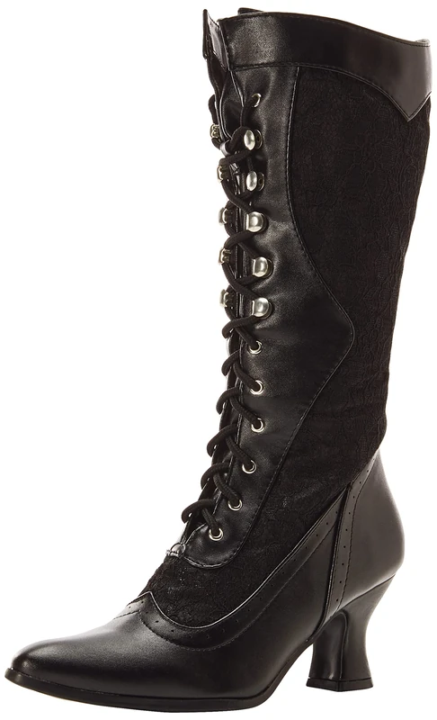 Ellie Shoes Women's 253-Rebecca Lace Heel Boot, black, 7 UK