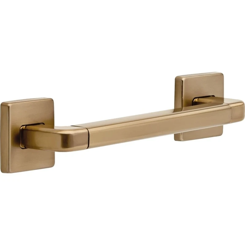 DELTA FAUCET 12-Inch Angular Modern Grab Bar, Champagne Bronze (500 pounds weight capacity, Concealed Mounting, Includes 3-inch Square Flanges)