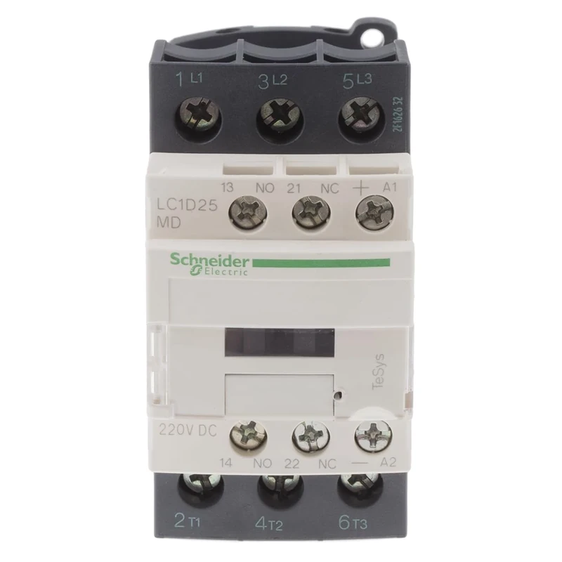 Schneider Electric TeSys Deca contactor,3P(3NO),AC-3/AC-3e,=440V 25A,220V DC coil,LC1D25MD