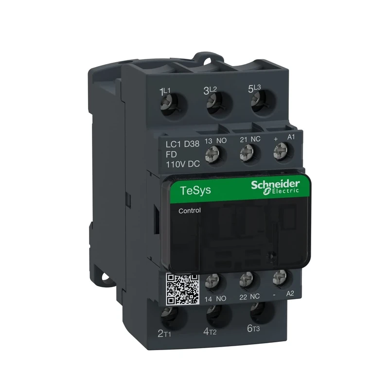 Schneider Electric TeSys Deca contactor,3P(3NO),AC-3/AC-3e,=440V 38A,110V DC standard coil,LC1D38FD - Image 1