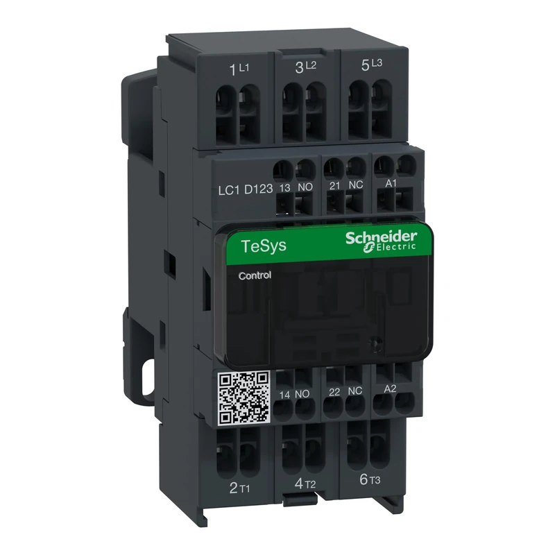 Schneider Electric TeSys Deca contactor,3P(3NO),AC-3/AC-3e,=440V 12A,24V AC coil,spring,LC1D123B7