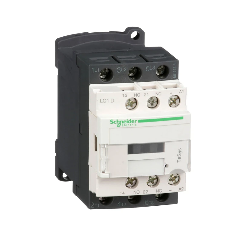 Schneider Electric TeSys Deca contactor,3P(3NO),AC-3/AC-3e,=440V 12A,24V DC coil,lug-rings,LC1D126BD
