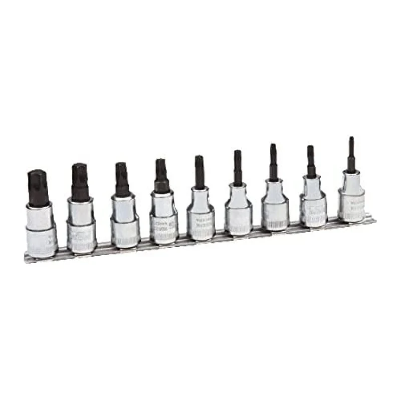 Bahco 7809TO Socket Drivers Set for Torx Screws, Silver, 1/2-Inch, Set of 9 Piece