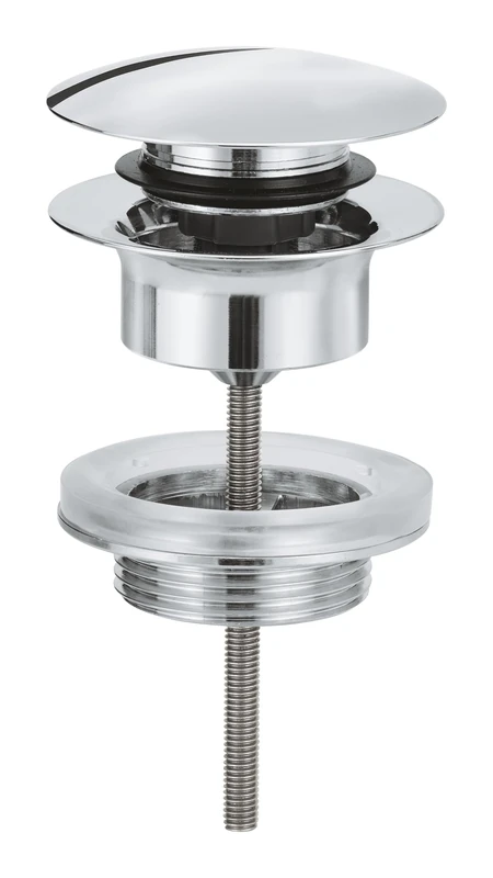 GROHE Waste Set with Push-Open Plug for Washbasins with Overflow, Chrome, 65807000