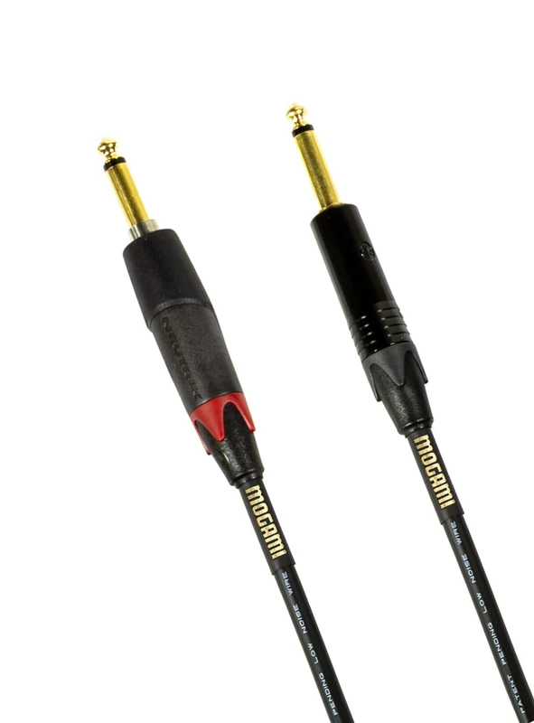 Mogami Gold INST Silent S-10 Guitar Instrument Cable, 1/4" TS Male Plugs, Gold Contacts, Straight Connectors with silentPLUG, 10 Foot