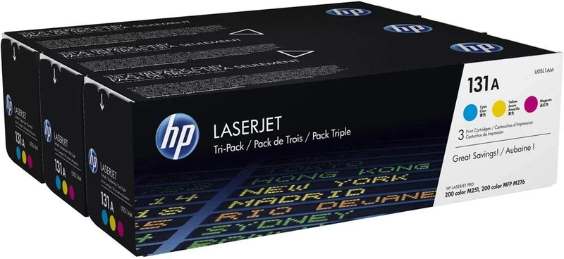 HP U0SL1AM 131A Original LaserJet Toner Cartridges, Cyan/Magenta/Yellow, Multipack - Image 1