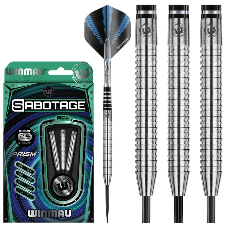 WINMAU Sabotage 24g Tungsten Darts with Prism Flights and Shafts (Stems) - Image 1