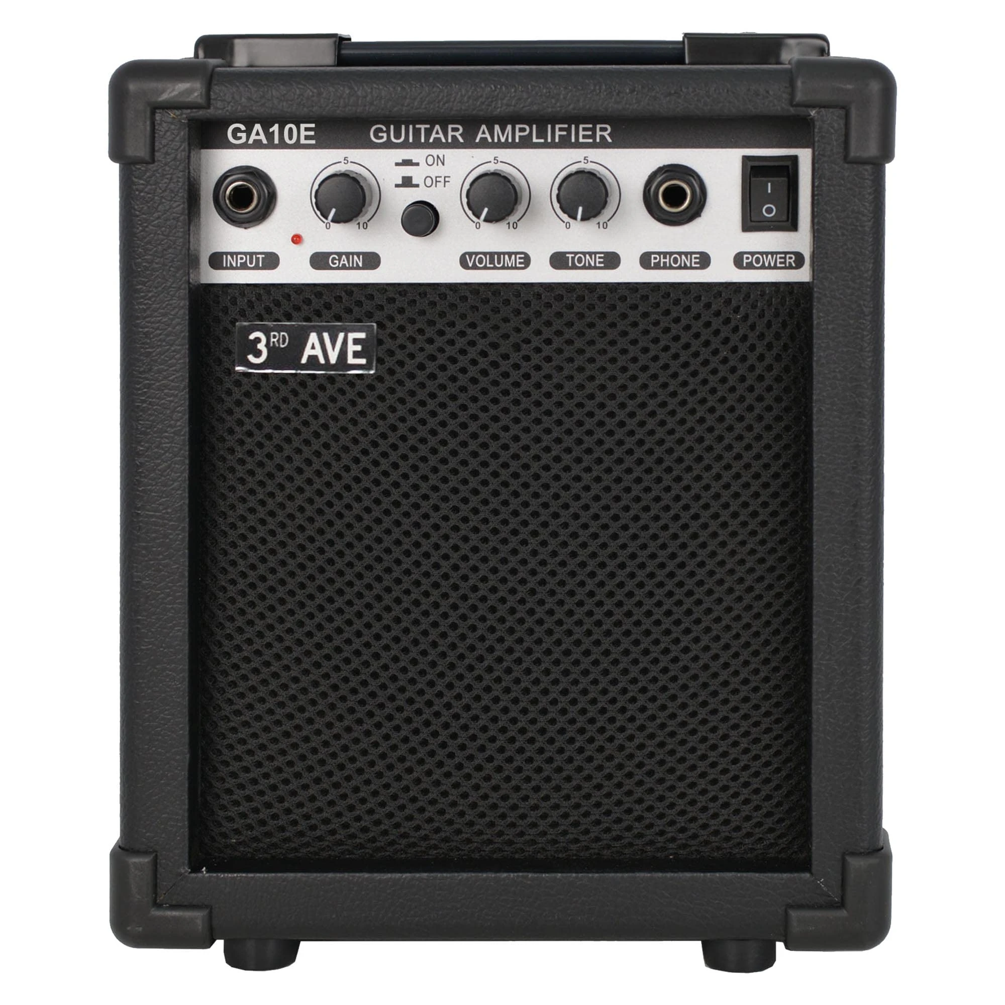 3rd Avenue 10W Guitar Amplifier with Headphone Output, Overdrive Switch, Tone Control – Portable Compact Practice Amp – Black