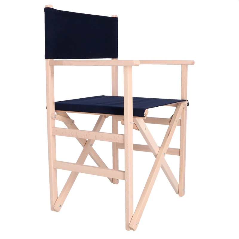 Mueblear 1001 Director Chair with Canvas and Unpainted Wood 51.5 x 46 x 86 cm navy blue