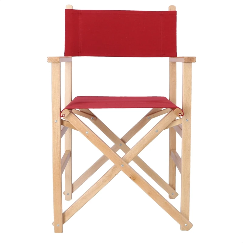 Wooden Director's Chair with Varnish with Maroon Canvas
