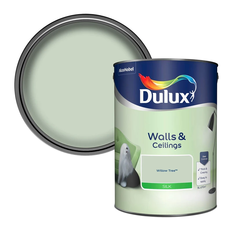 Dulux Silk Emulsion Paint For Walls And Ceilings - Willow Tree 5L