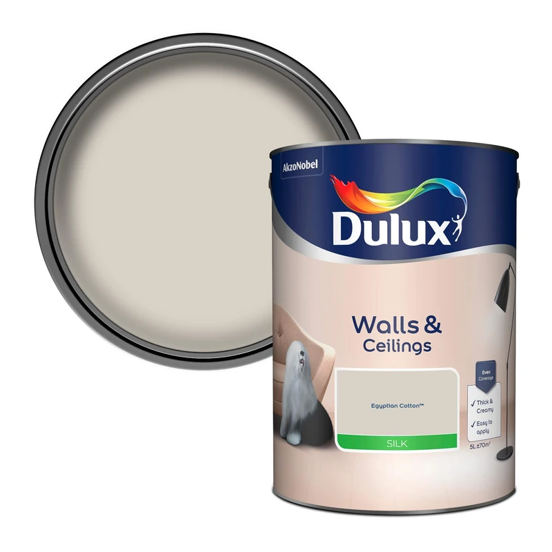 Dulux Walls & Ceilings Silk Emulsion Paint - Egyptian Cotton - 5L