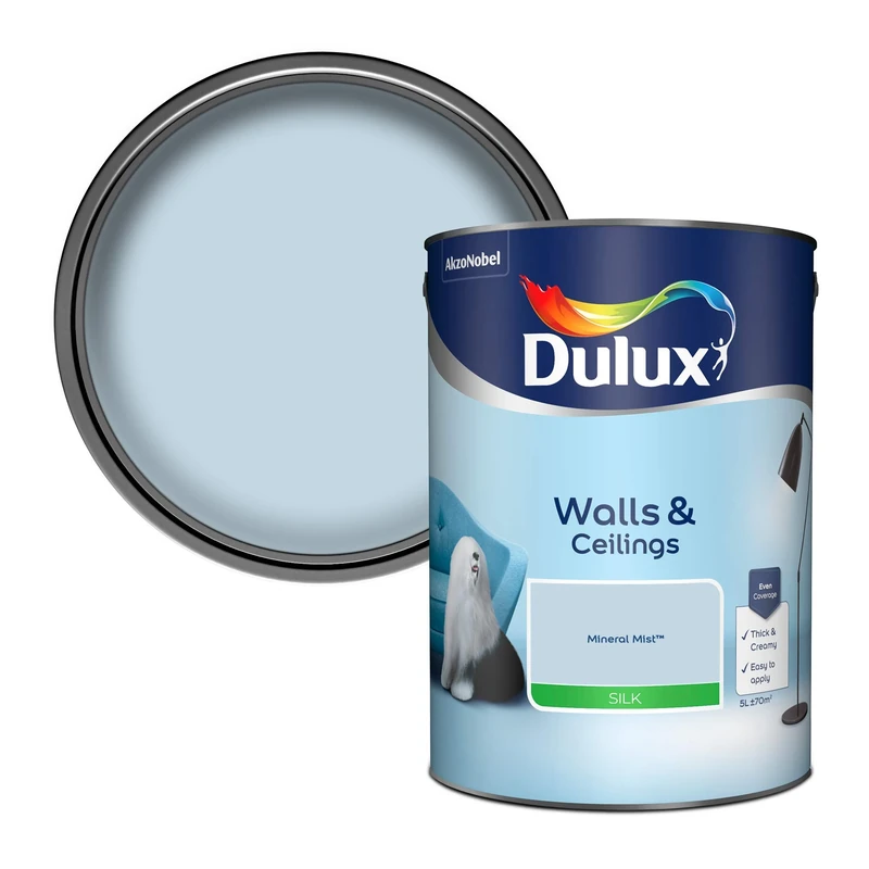 Dulux Walls & Ceilings Silk Emulsion Paint - Mineral Mist - 5L